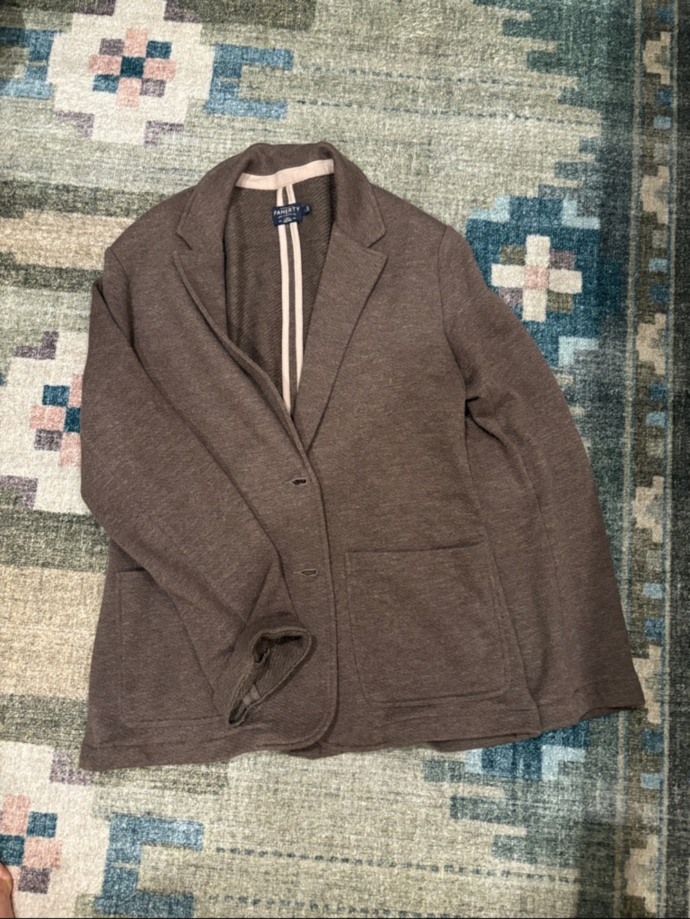 Faherty Brown Knit Blazer - Women's Casual Tailored Jacket